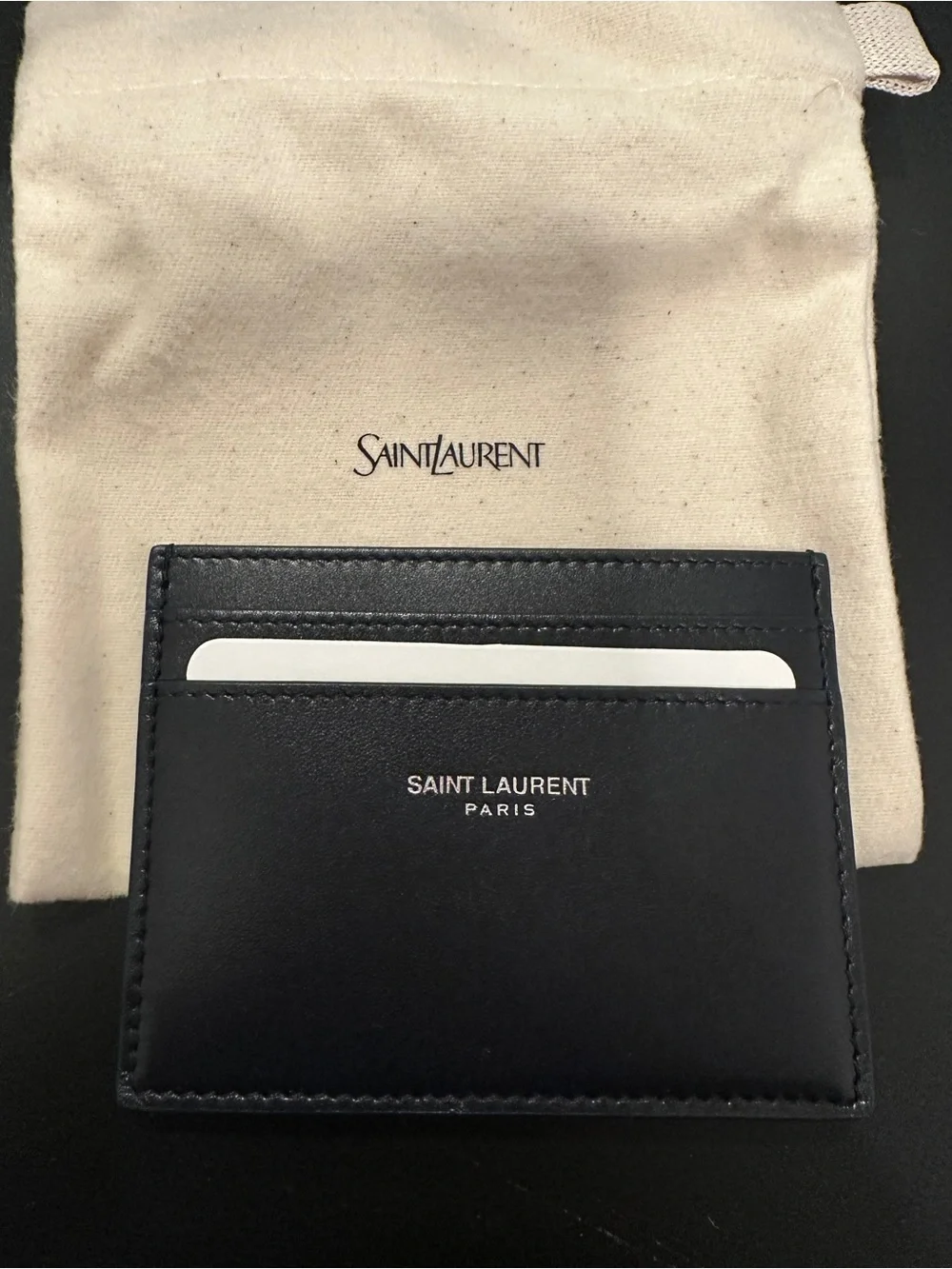Saint Laurent Black Leather Slim Card Sleeve
